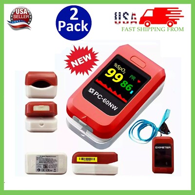 2 x Pack Fingertip Pulse Oximeter  Blood Oxygen Meter SpO2 PR Heart Rate Monitor