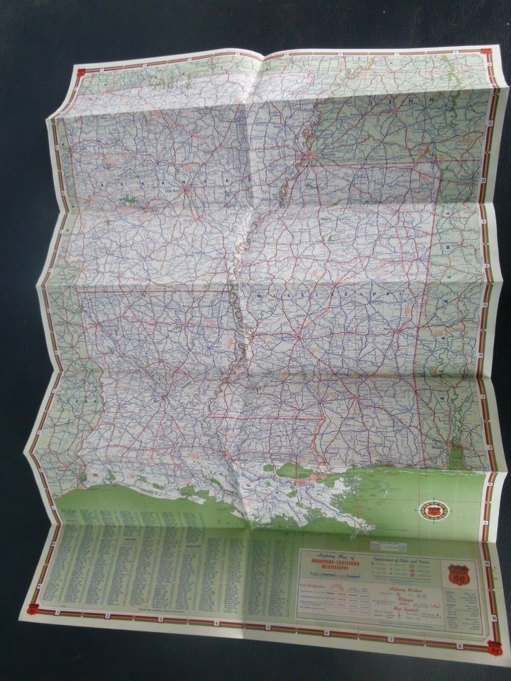 1958 Arkansas Louisiana Mississippi road map Phillips 66 oil gas eBay