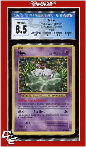Evolutions 53 Mew Holo CGC 8.5 - Subgrades