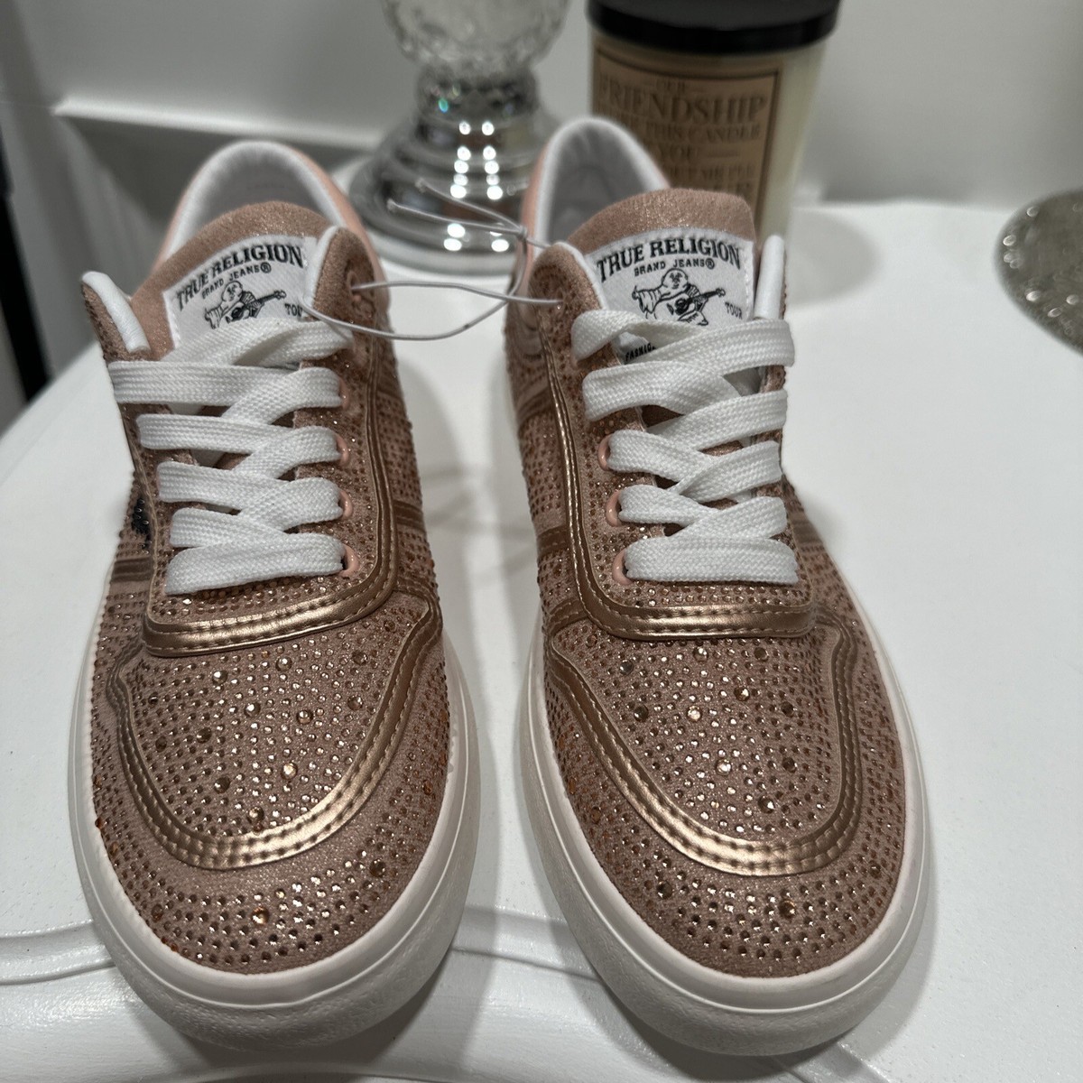 NEW True Religion Women Esperanza Embellished Sneaker Shoe Rose