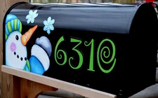 Mailbox Magnet (Partial Cover) Snowman Snowflakes Personalized for Blk Mail Box