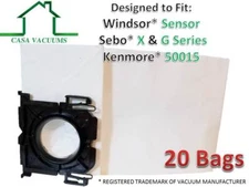 Casa Vacuums Windsor Sensor & Versamatic-Plus Vacuum Bags Also Sebo (20 Pack)