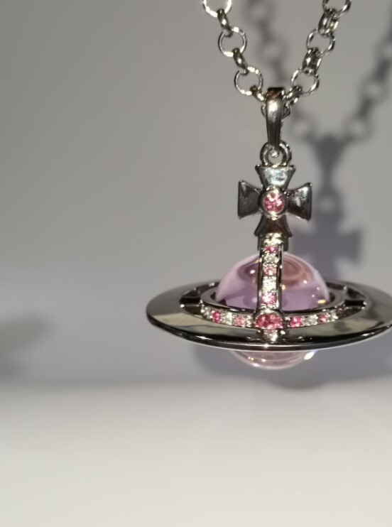 Vivienne Westwood Small Orb Necklace Pendant Silver Pink No Box From Japan New