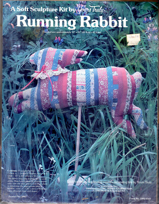''Running Rabbit''  1983 Soft Sculpture Kit by Yours Truly # 2907 11''x17'' Finished