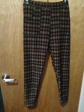 WOMAN'S FLEECE LINED LEGGINGS PLAID BROWN SIZE M / L
