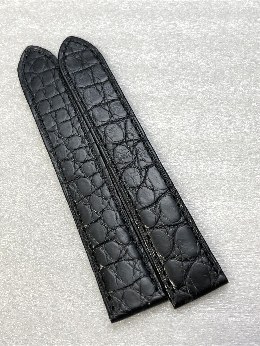Cartier Watch Strap 18 x 16mm KD25XT19 Alligator Black Semi-Gloss