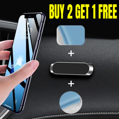 Magnetic Universal Car Mount Strip Phone Stand Holder Strong Magnet +Metal Plate
