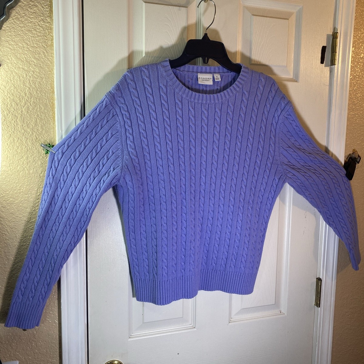 Sonoma Women XL EXTRA LARGE Pullover Cable Knit Sweater Lavender Winter  Preppy