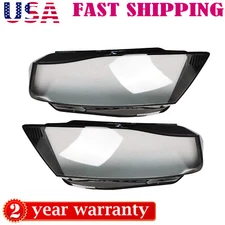 Headlamp Cover Headlight Lens Cover Pair Front Left Right For 09-12 Audi A4 B8