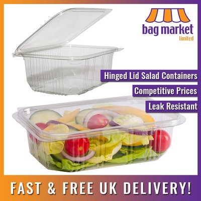 clear plastic food containers with hinged lids