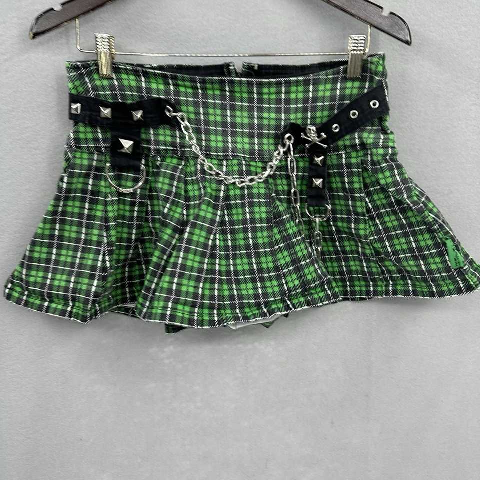 Minifalda Tripp Nyc Mujer L Negra Cadenas Plisada Gótica Punk Oscura Academia y2k 90 Foto 3 de 4