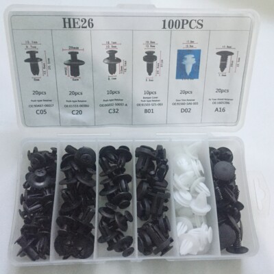 New 100 Pcs Car Push Pin Rivet Clip Bumper Door Panel Retainer Clips ...