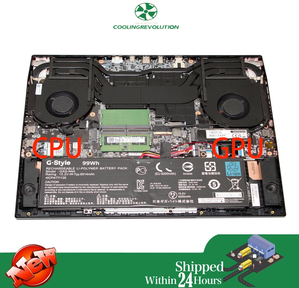 Laptop CPU GPU Cooling Fan for Gigabyte Aorus 15 BSF 9MF X5LF RTX 4070 - Image 3 of 3