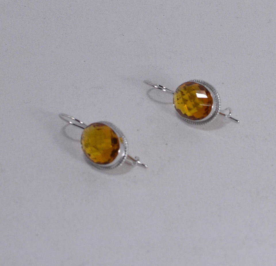 ORECCHINI IN ARGENTO 925 CITRINO FACCETTATO  RDIATO 12 x 18 millimetri AGHT 0786 - Immagine 2 di 3