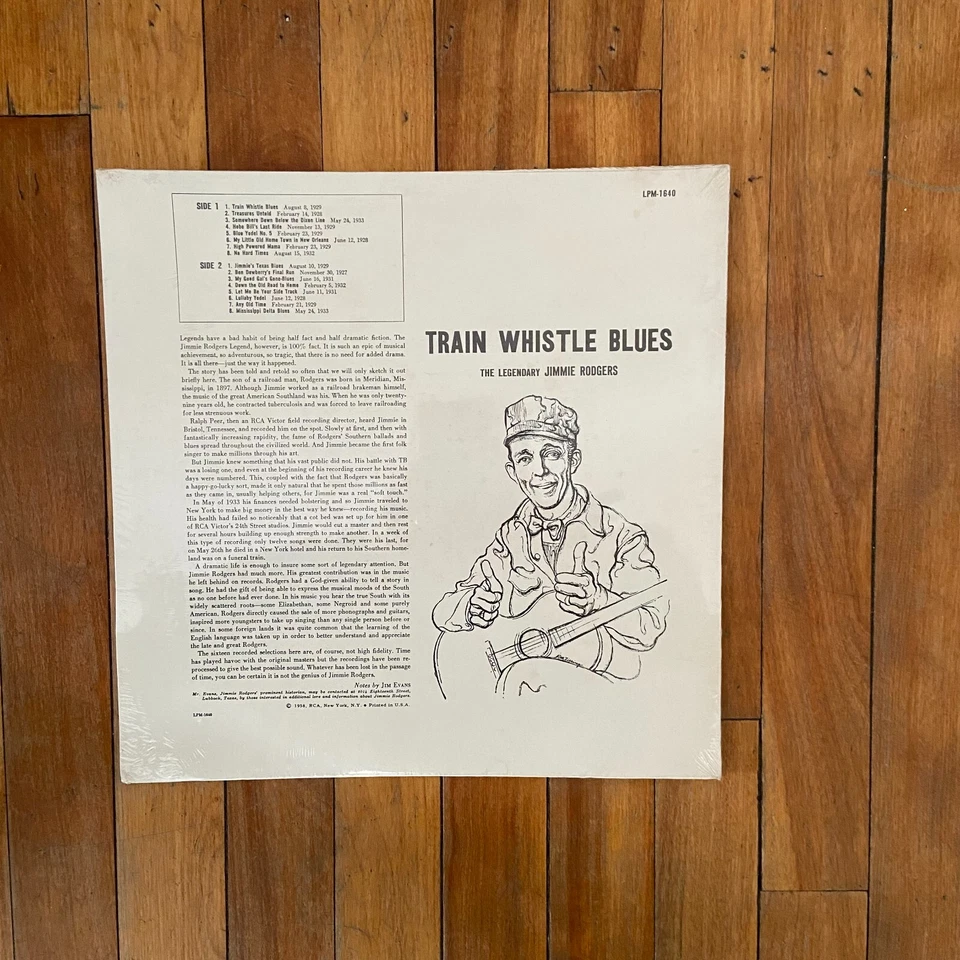 Train Whistle Blues The Legendary Jimmie Rodgers Vinyl LP RCA LPM-1640 Sealed - Image 2 of 2