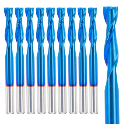 XCAN 10pcs Upcut Spiral Router Bits Carbide 1/8'' Shank 2 Flute CNC Milling Cutter