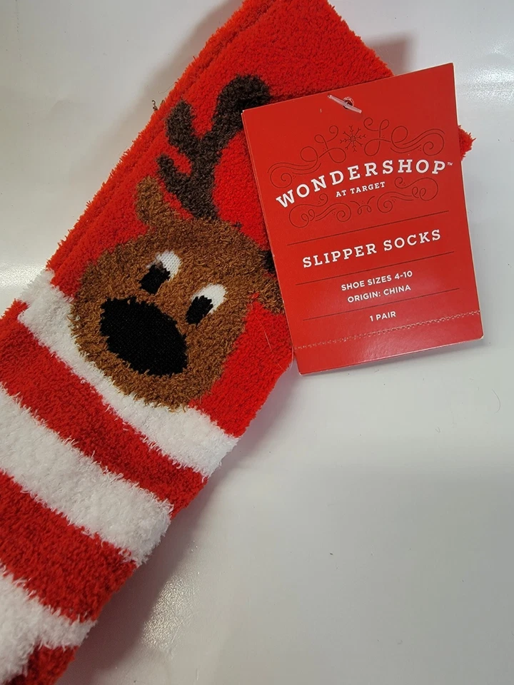 Calcetines Wondershop 1 Par Zapato Talla 4-10 Ciervo Navidad Vacaciones Stuffer Foto 2 de 4