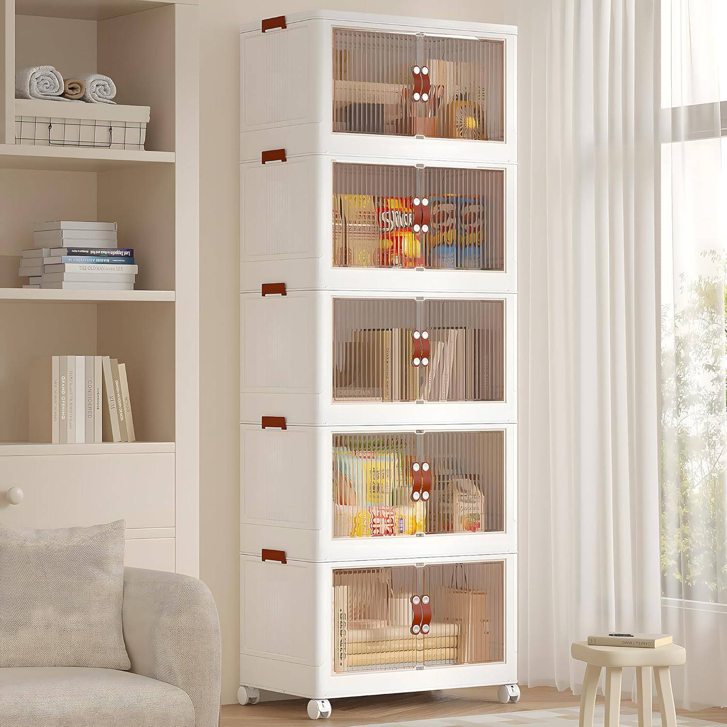 Foldable Stackable Storage Bins with Lids - Space-Saving Closet Organizers