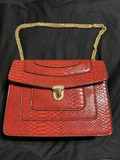 Mellow World Women's Beautify Red Patent Leather Snake Print Crossbody Purse