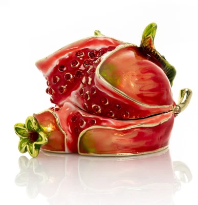 Keren Kopal Granatapfel handgefertigte Schmuckschatulle verziert mit österrei...