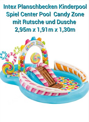 XXL Kinderpool Planschbecken Candy  Zone mit Rutsche,Wassersprüher  295x191x130m