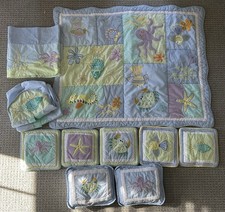 KIDSLINE SEA LIFE Baby Quilt Valance Diaper Stacker 2 Sm Pillows 5 Wall Hangings