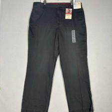 NEW Dockers Iconic Khaki Pants Mens 38X32 Black Flat Front Relaxed Fit Straight