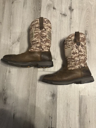 Ariat Workhog Patriot Steel Toe Work Boot Earth/Sand Camo Mens Size 13D - Picture 3 of 13