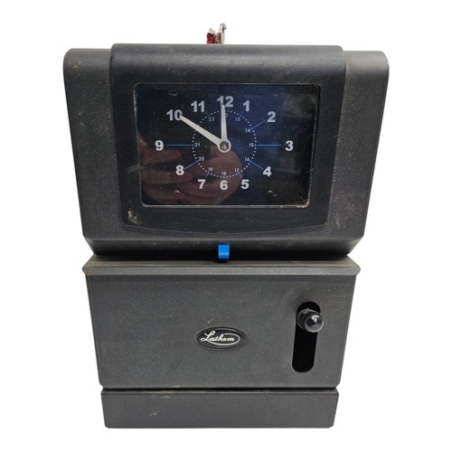 Lathem Time Clock Punch Machine Key Lock Black Vintage