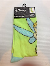 Disney Tinker Bell Crew Socks Women Size 9-13 Multicolor Novelty