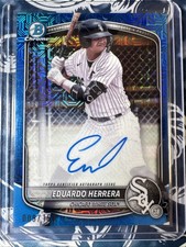 Eduardo Herrera 2025 Bowman Chrome BLUE Mojo Refractor Prospect Auto BMA-EH /150