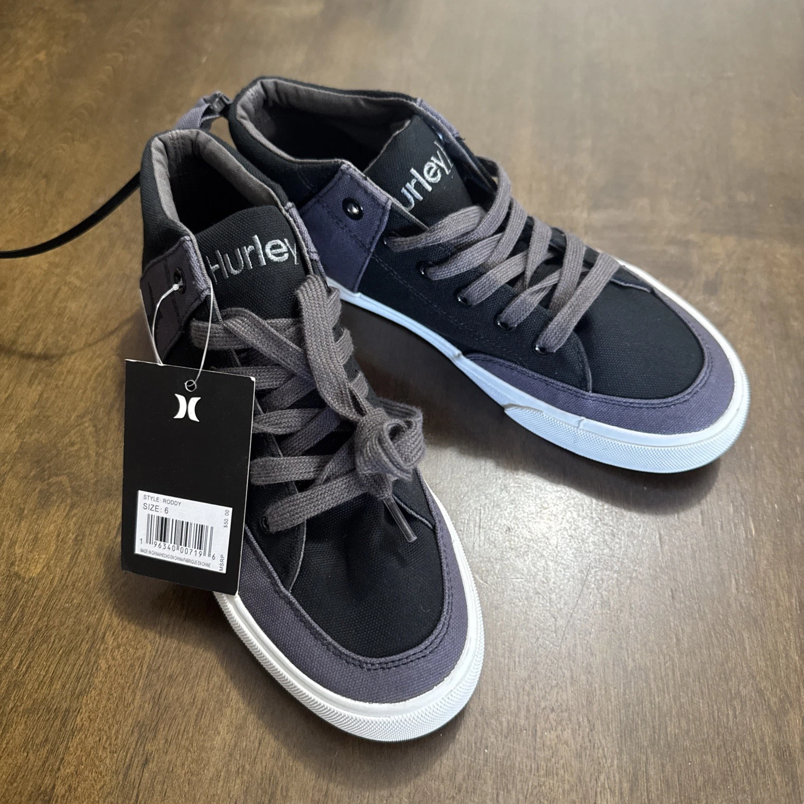 Hurley Roddy Mens Mid Top Sneakers Black Grey Textile Skate Shoes Size 6 NEW
Opens in a new window o