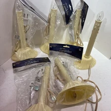 Electric Candolier Indoor Christmas Candle Lamp Ivory Plastic Lot Of 6
