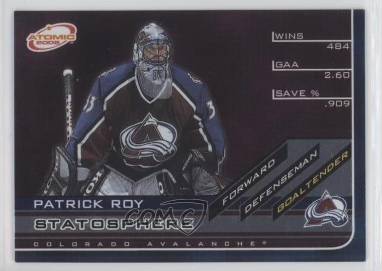 2001-02 Pacific Atomic Statosphere Patrick Roy #1 HOF 7i6