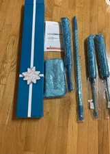 NEW 6 pc set. Microfiber Puppy Fur duster Kit Blue By Campanelli Extendable