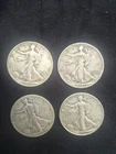 Walking Liberty Half Dollars 90% Silver Circulated- Lot Of 4 - Dates Shown