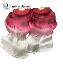 1Pair 1L 1R Belly Dancing Real Silk Veils 100 Silk Fan Veil Classic Size