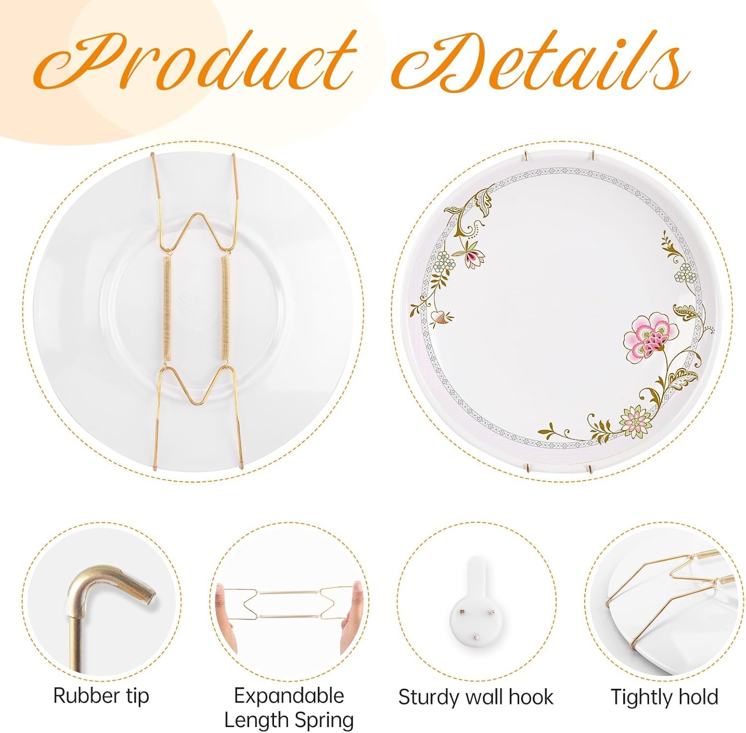 Plate Hangers for Wall for 6-8 inch 6 Pack Gold - FREE SHIPPING USA