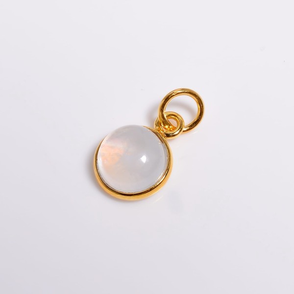 Alternate view of Handmade Pear Moonstone Pendant: Gold Plated 925 Silver Charm.