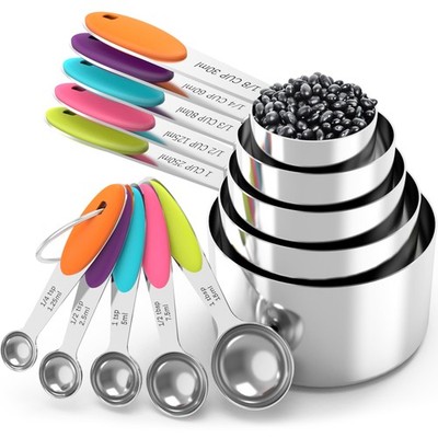 Measuring Cups and Spoons Set, Stainless Steel, Kitchen Utensils for Cooking ...