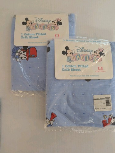 Vintage Disney Babies Crib Sheet Mickey Minnie - Baby Mickey's Band -Dundee - Picture 10 of 10
