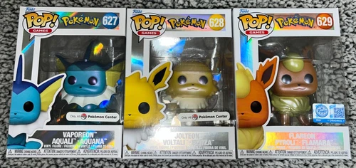 Funko POP! Pokemon Center Exclusive Pearlescent Lot x3 Jolteon Vaporeon Flareon