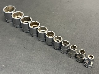 Snap on Tools 11pc 3/8" Drive SAE 6pt Shallow Sockets Chrome Standard Socket Set