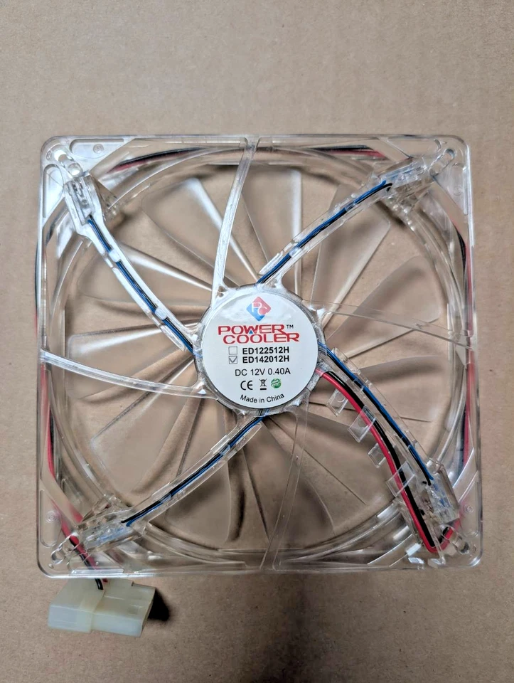 Power Color 140mm x 20mm Computer Case Blue LED Cooling 4-Pin Molex Fan - Image 2 of 2