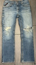 Ariat FR Men  s M5 Straight Leg Jeans Size 32/32 Distressed Country Work Pant
