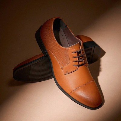 Men's Dress Shoes Leather Cap Toe Lace Up Oxfords Bussiness Shoes Black/Brown