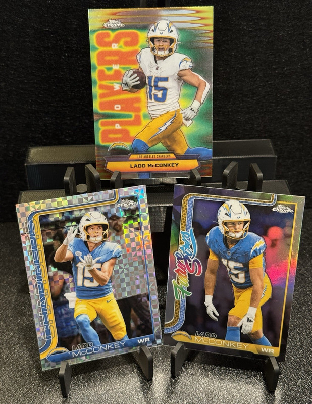 2025 Topps Chrome Football Ladd McConkey Los Angeles Chargers 3-Card Insert Lot