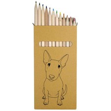 12 x 'Sitting Bull Terrier' Long Colour Pencils (PE00076897)