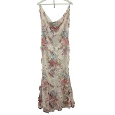 Pretty LittleThing Women’s Maxi Cowl Neck White Floral Ruffle Dress Size 6