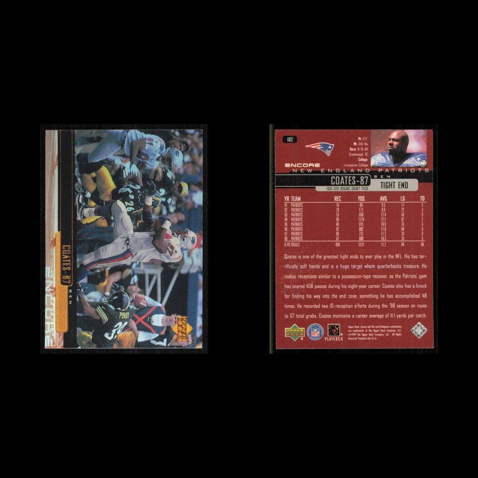 Ben Coates #102 1999 Upper Deck Encore New England Patriots Football Card NFL NM - Image 3 of 3